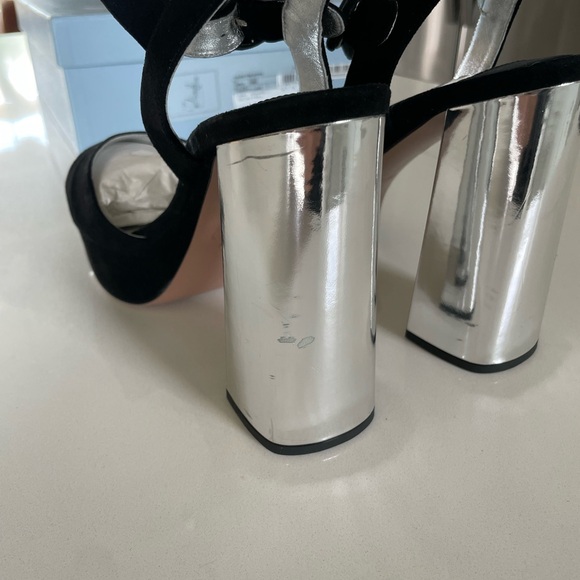 Prada Calzature Donna Metallic Platform Heel in Nero - Picture 5 of 10